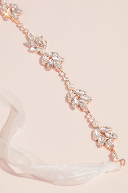 Wedding Necklace Pearl Rose Gold Y Bridal VINE LEAF BACKDROP 