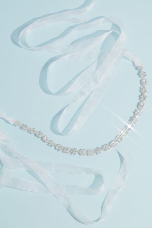 Halo Emerald-Cut Crystal Sash with Marquise Leaves