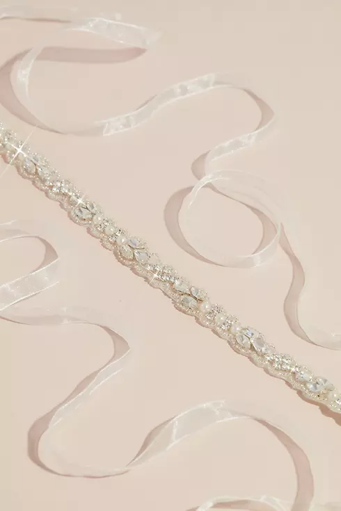 Slim Crystal Cluster Sash with Ribbon Image 2