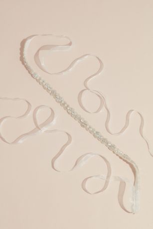 Slim Crystal Cluster Sash with Ribbon