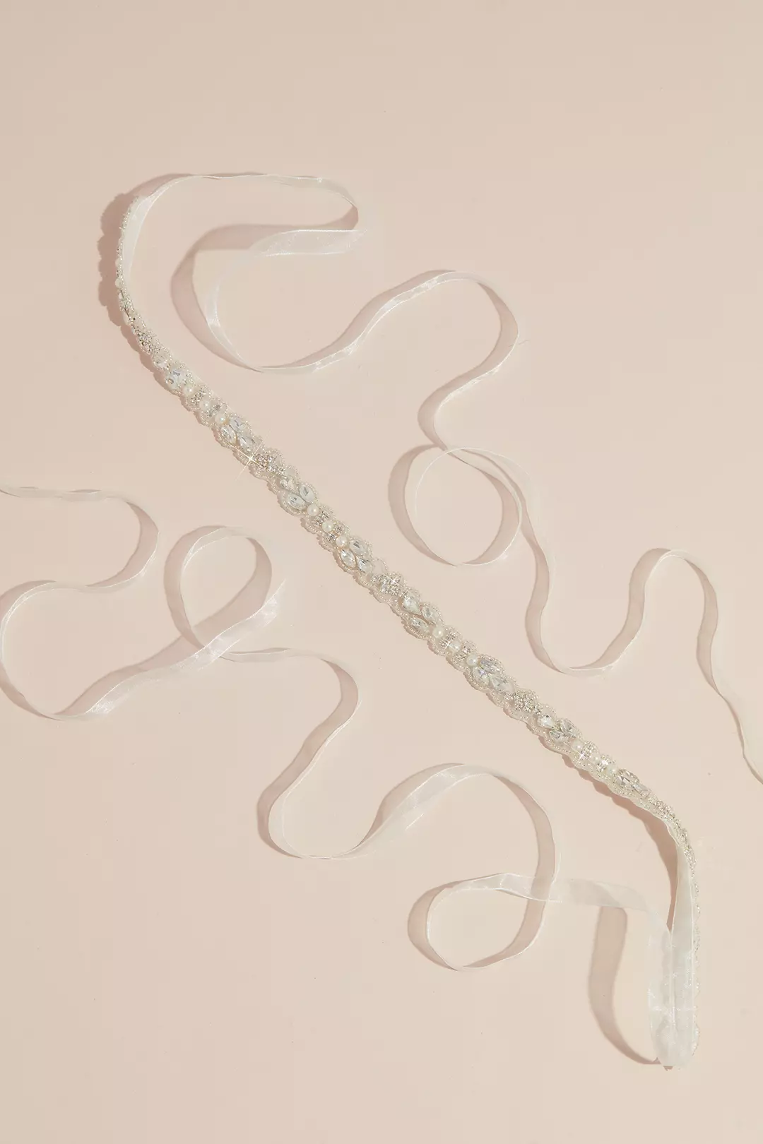 Slim Crystal Cluster Sash with Ribbon Image