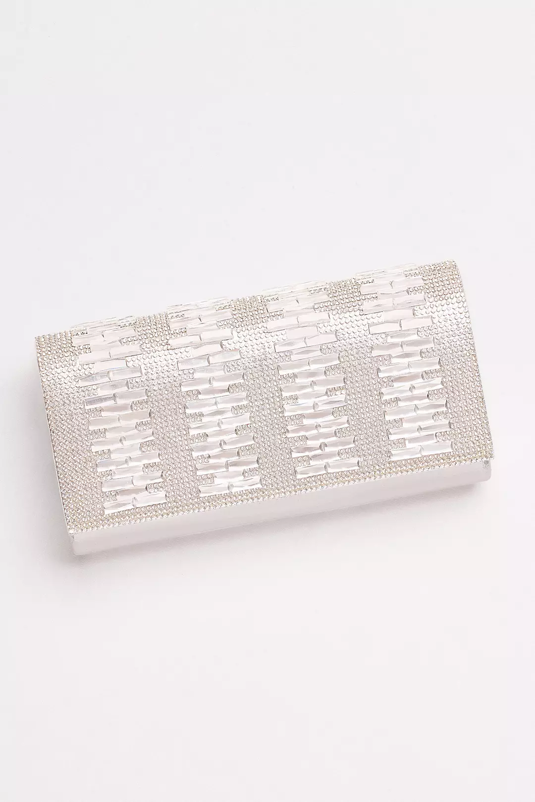 Shimmer Fabric Clutch with Crystal-Encrusted Flap Image