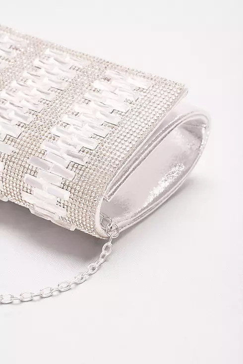 Shimmer Fabric Clutch with Crystal-Encrusted Flap Image 3