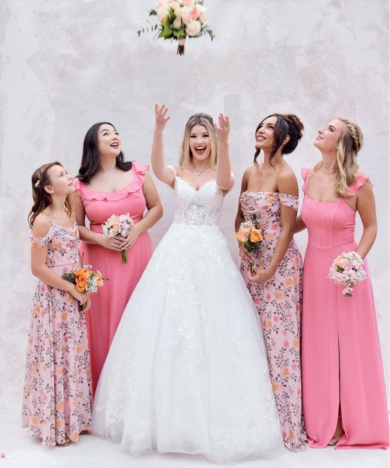 floral bridesmaid dresses Nadia Satin Floral Print Dress main image 0