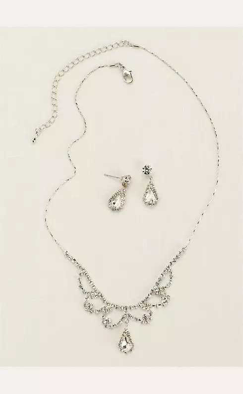 Scalloped Necklace with Pear Shaped Drop Earrings Image 1