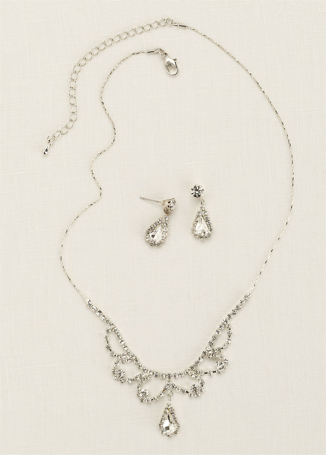 Scalloped Necklace with Pear Shaped Drop Earrings Image 1