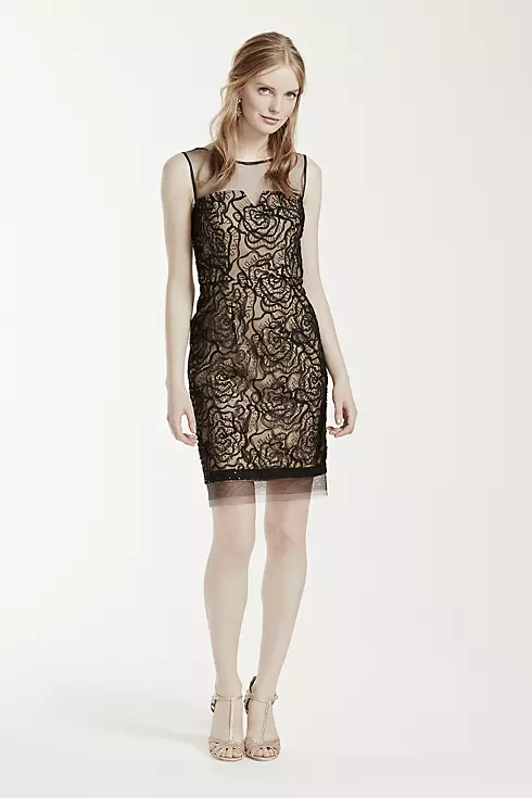Sleeveless Sequin Dress with Illusion Neckline Image 1