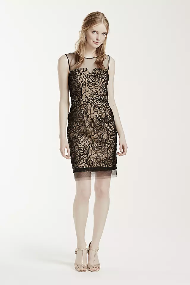 Sleeveless Sequin Dress with Illusion Neckline Image