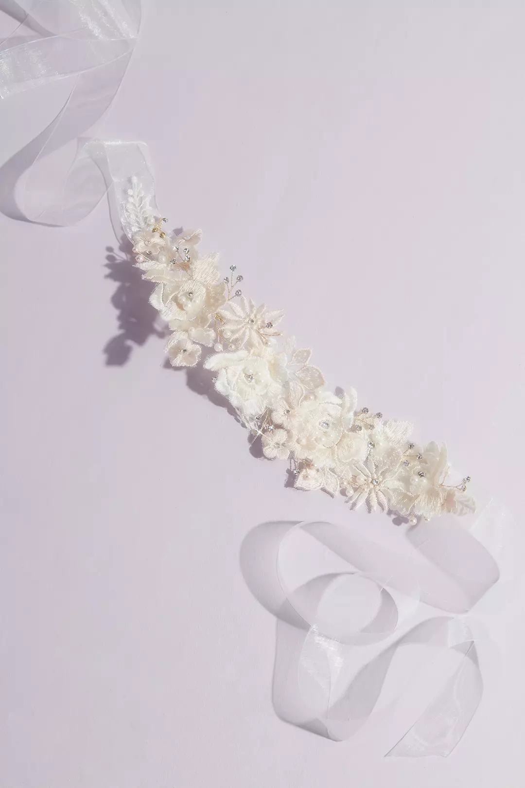 Allover 3D Floral Sash with Crystals Image