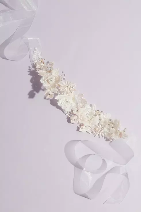 Allover 3D Floral Sash with Crystals Image 1