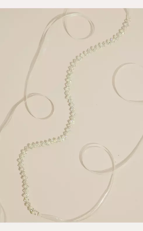 Thin Crystal Sash with Organza Ribbon Image 1