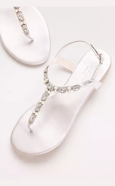 Pearl and Crystal T-Strap Sandals