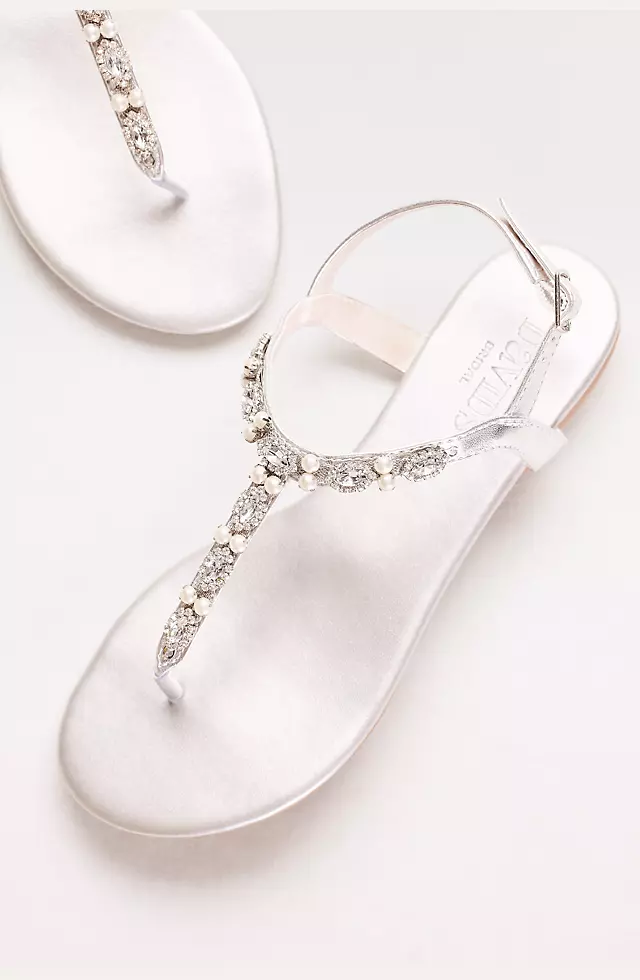 Pearl and Crystal T-Strap Sandals | David's Bridal
