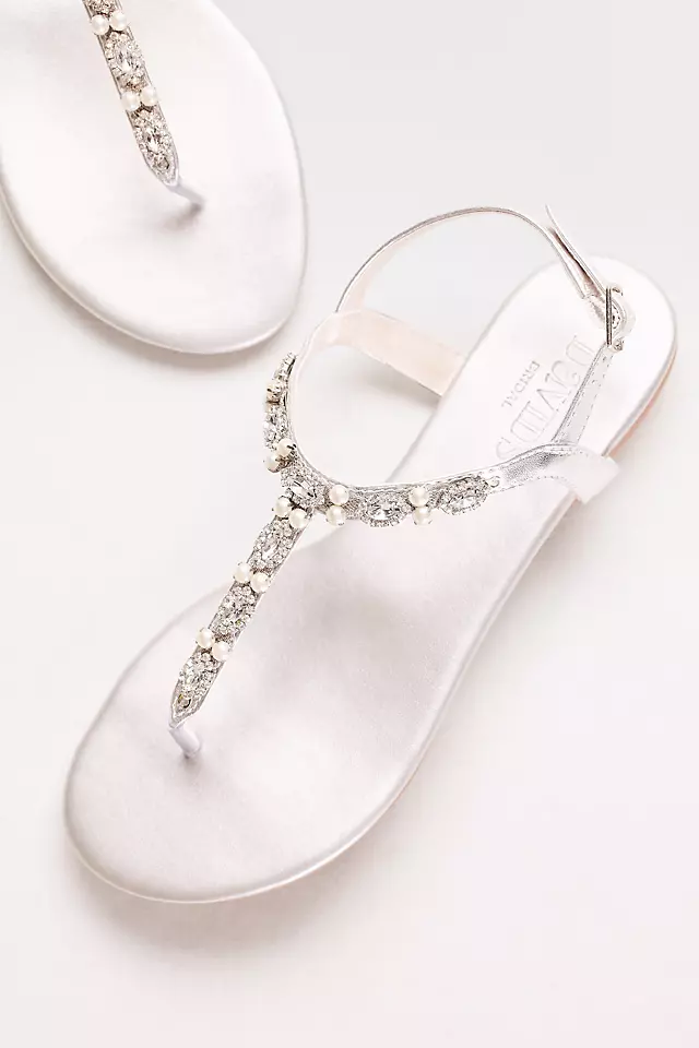 Pearl and Crystal T-Strap Sandals  Image 4