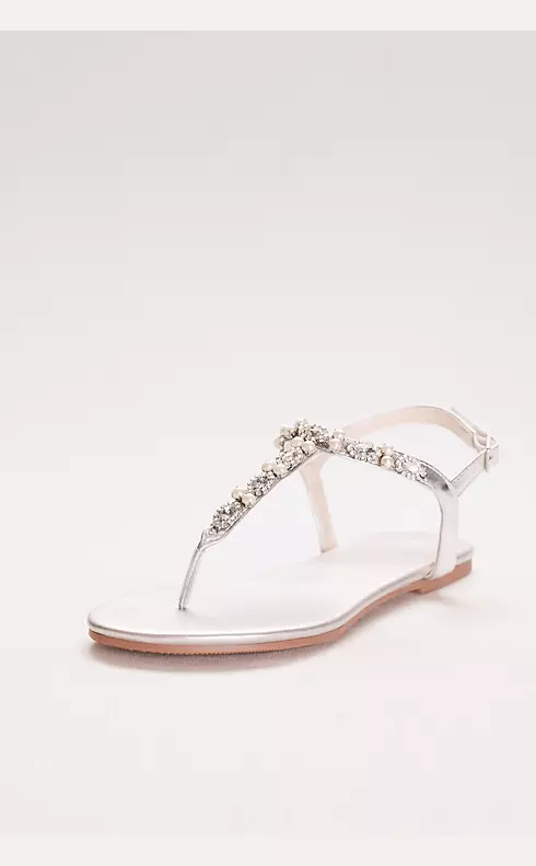 Pearl and Crystal T-Strap Sandals  Image 1