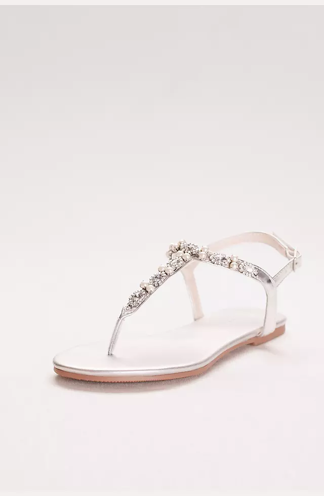 Pearl and Crystal T-Strap Sandals  Image