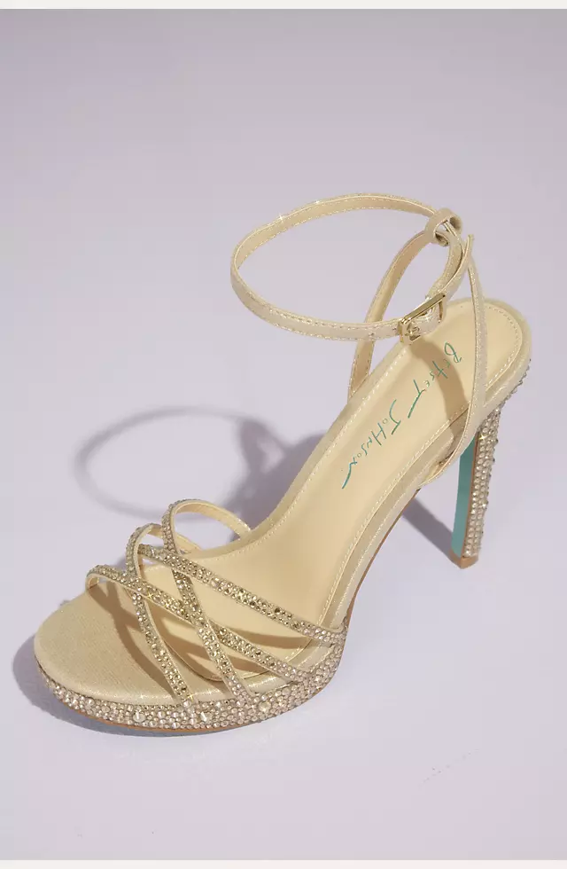 Rhinestone Strappy Platform Stiletto Sandals | David's Bridal