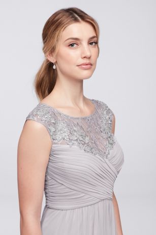 david's bridal long illusion mesh