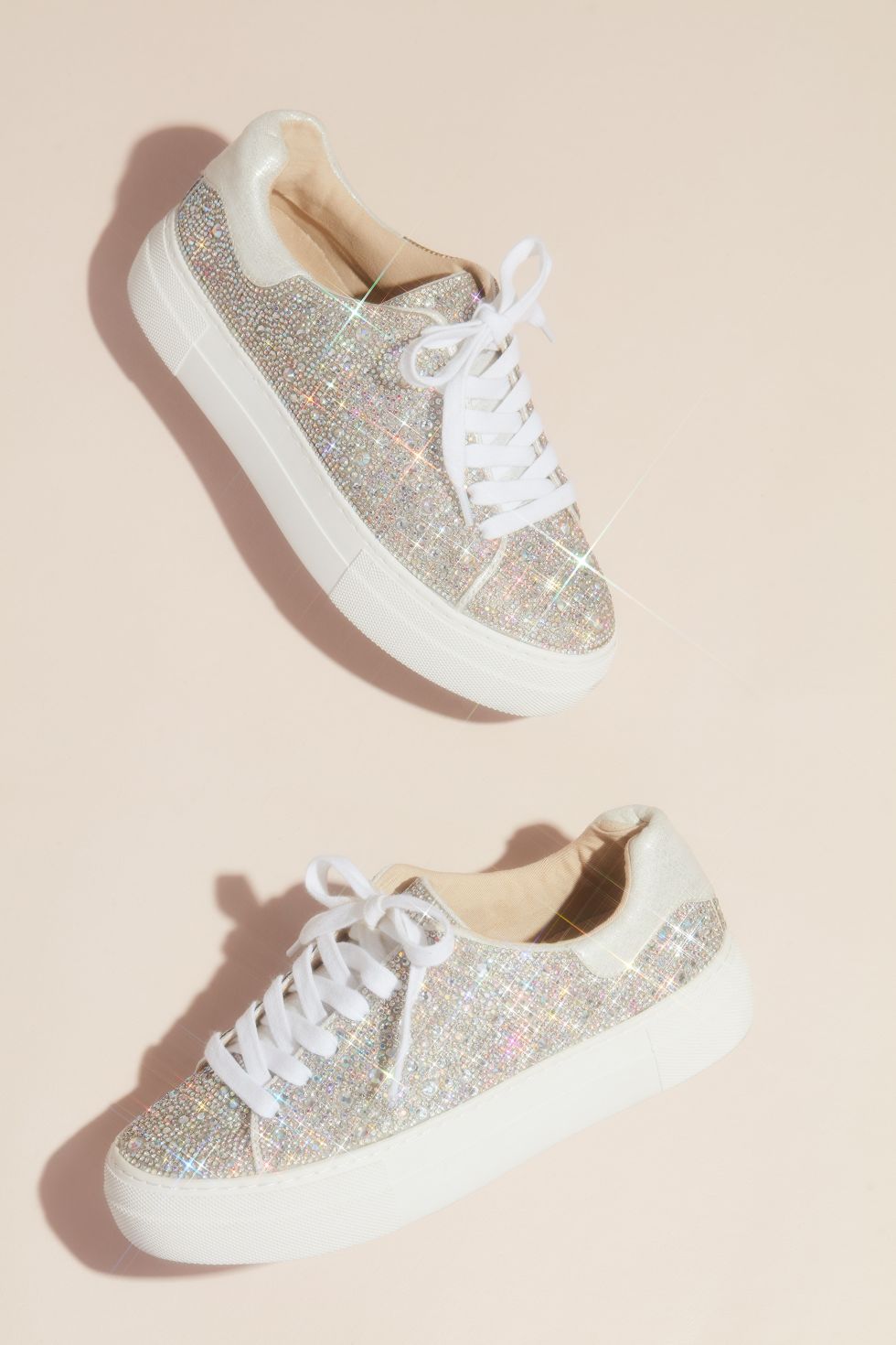 Flower Girl Sparkly Crystal Platform Sneaker