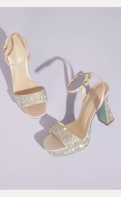 Crystal Embellished Flared Platform Sandals | David's Bridal