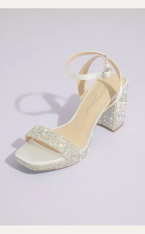 Crystal Embellished Block Heel Platform Sandals | David's Bridal
