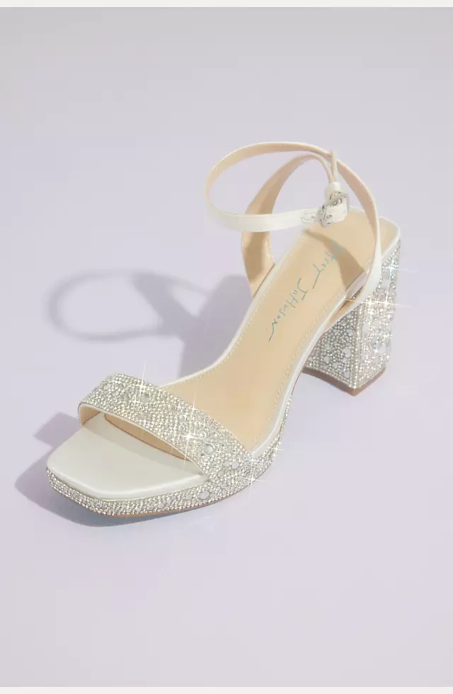 Crystal Embellished Block Heel Platform Sandals Image