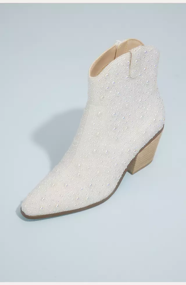 Pearl Embellished Western Boots | David's Bridal
