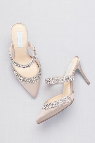 靴 Crystal Embellished Pointed Mules Crystal Embellished