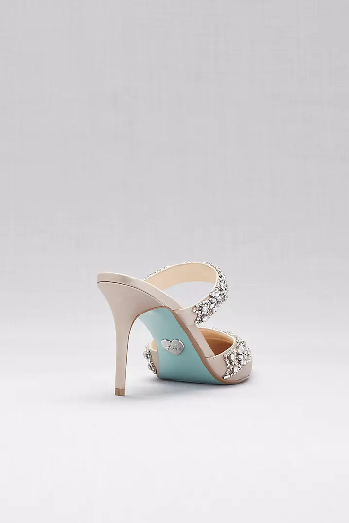 Crystal Embellished Pointed Toe Mules | David's Bridal Crystal Embellished Pointed Toe Mules | David's Bridal
