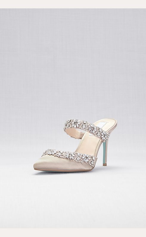 Crystal Embellished Pointed Toe Mules | David's Bridal