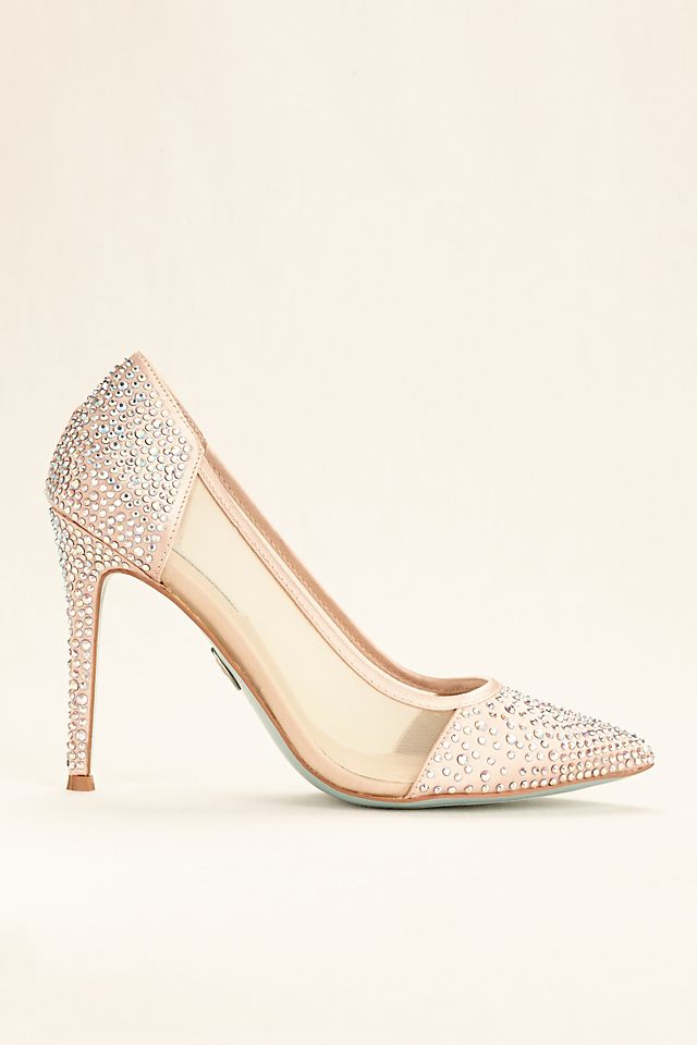 Blue by Betsey Johnson Mesh Crystal Studded Pumps Image 3