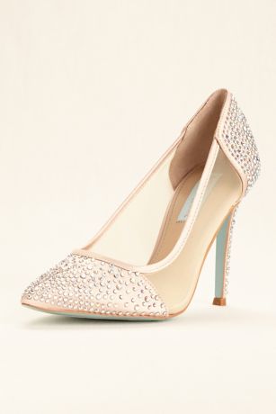 Blue by Betsey Johnson Mesh Crystal Studded Pumps | David's Bridal