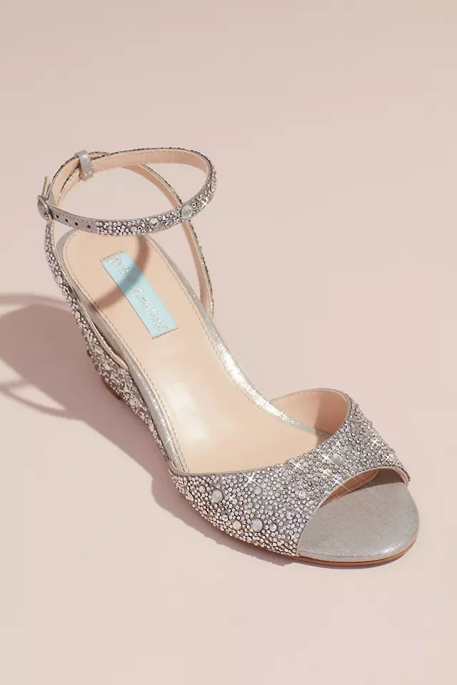Allover Crystal Wedge Sandals with Ankle Strap Image 1