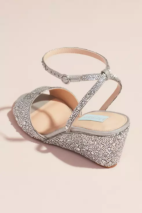 Allover Crystal Wedge Sandals with Ankle Strap Image 2
