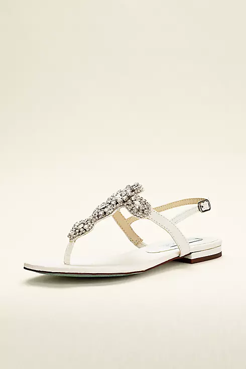 Flat Sandal with Crystal T-Strap Image 1
