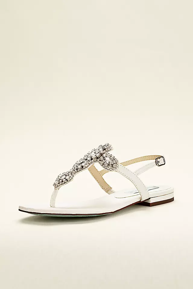Flat Sandal with Crystal T-Strap Image
