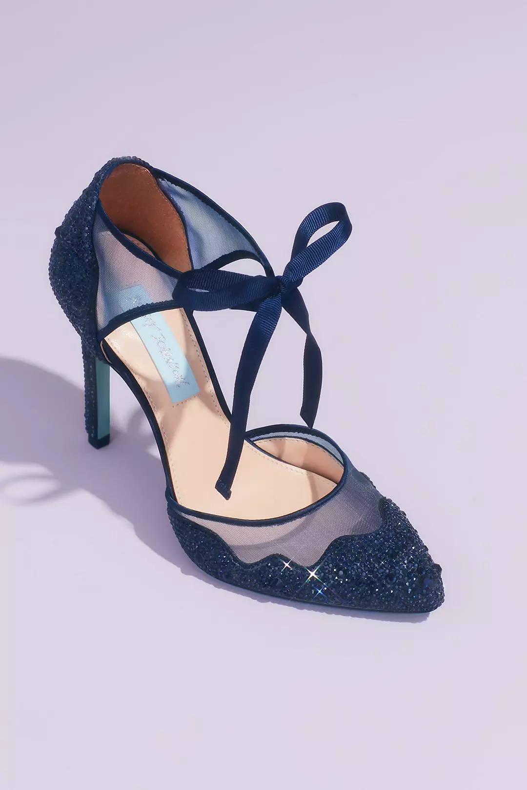 Crystal Embellished Tie Pumps with Illusion Mesh | David's Crystal Embellished Tie Pumps with Illusion Mesh | David's