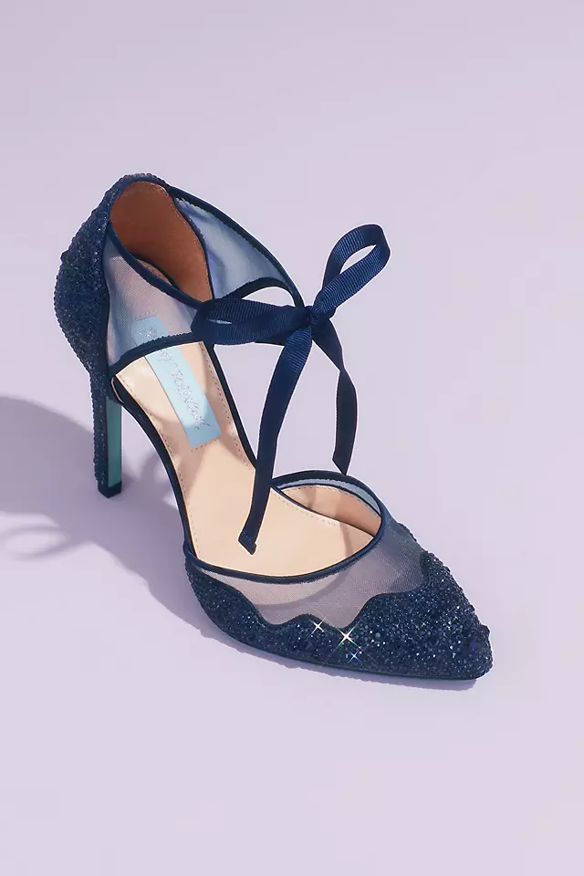 Crystal Embellished Tie Pumps with Illusion Mesh Image