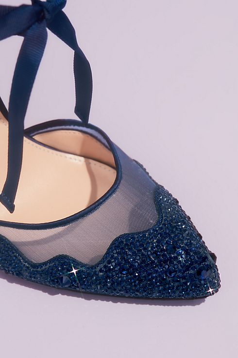 Crystal Embellished Tie Pumps with Illusion Mesh Image 3