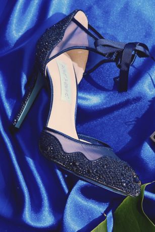 Crystal Embellished Tie Pumps with Illusion Mesh | David's