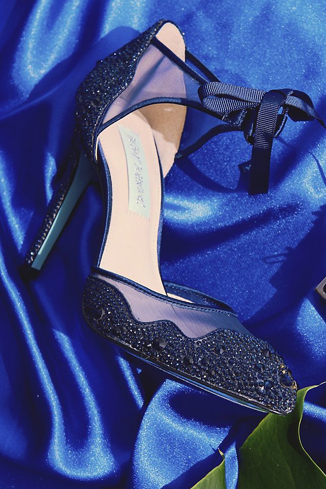 Crystal Embellished Tie Pumps with Illusion Mesh Image 4