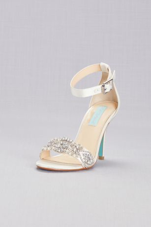 Blue By Betsey Johnson Grey;Ivory Heeled Sandals (Embellished High Heel Sandals with Ankle Strap)