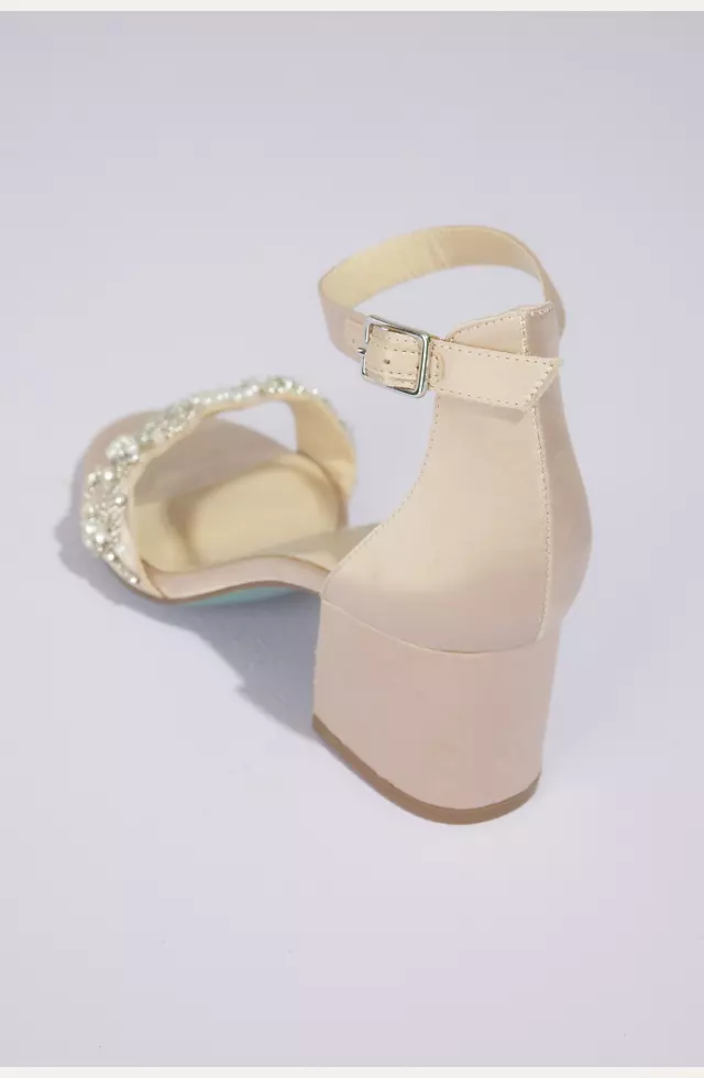 Crystal Strap Satin Block Heel Sandals Image 2