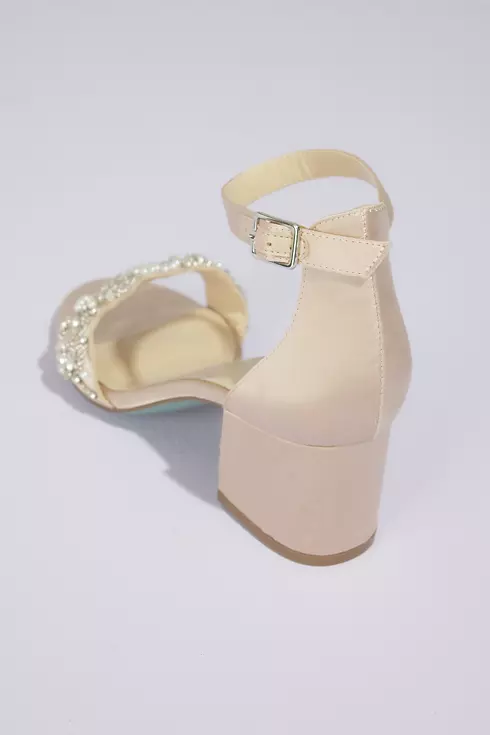Crystal Strap Satin Block Heel Sandals Image 2