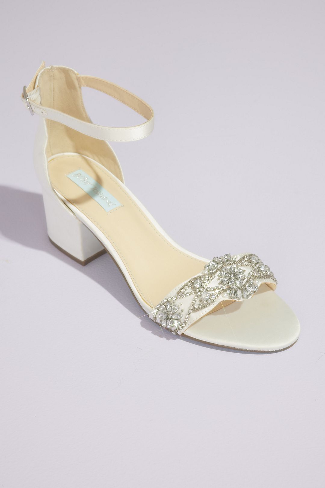Crystal Strap Block Heel Sandals David's Bridal