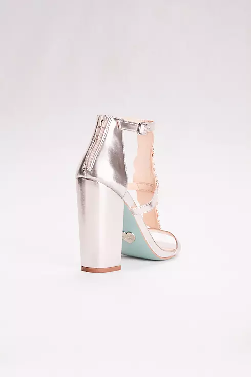 Crystal T-Strap High Heel Sandals with Block Heel Image 2
