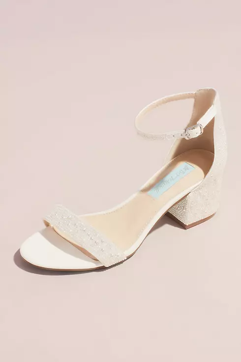 Allover Embellished Iridescent Block Heel Sandals Image 1