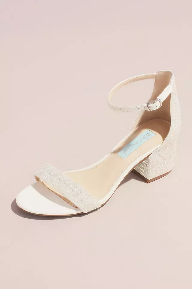 Allover Embellished Iridescent Block Heel Sandals Image