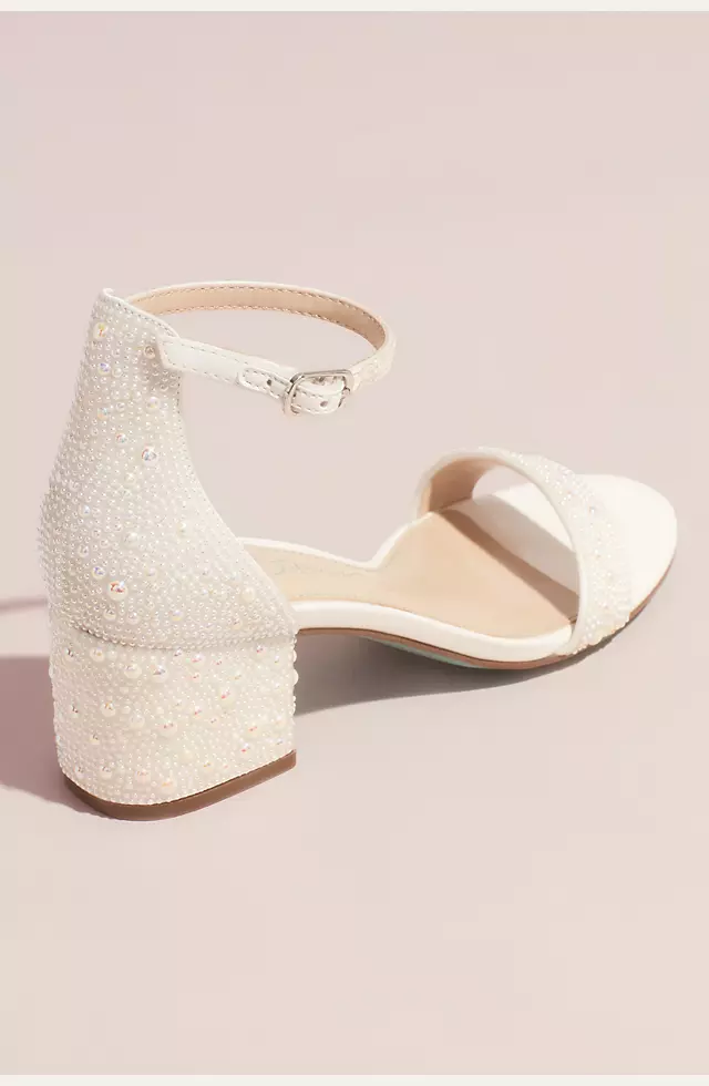 Allover Embellished Iridescent Block Heel Sandals | David's Bridal