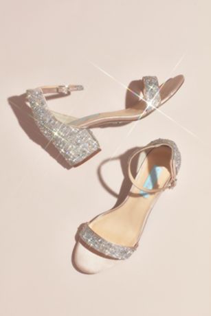 Allover iridescent pearl online low block heel sandals